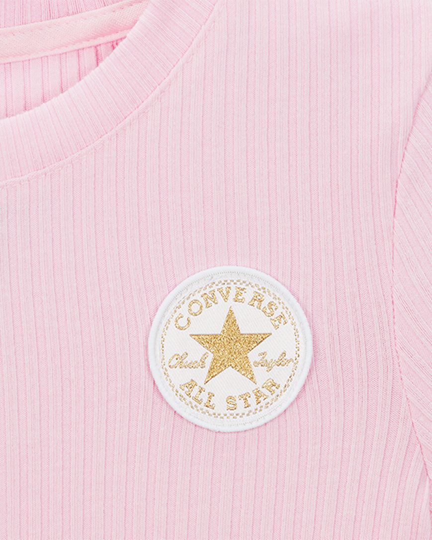 Girls' Converse Short Sleeve Ribbed Baby Doll T-Shirts Pink | AU 950E1T